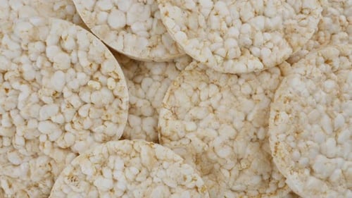 Macro Shot of Pile of Round Rice Cakes