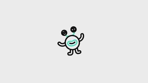 Animated Flat Design Monster Character Waving