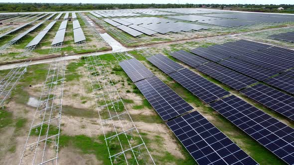 Jambur solar farm under construction with metal racks for future solar ...