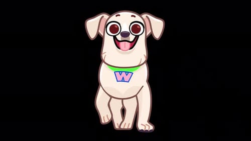 Happy Animated Puppy Walking with Tongue Out