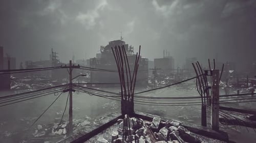 Desolate Urban Landscape After a Catastrophic Event in a City