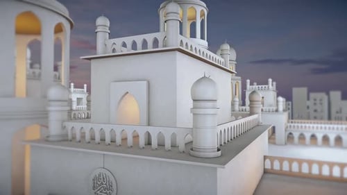White Mosque With Intricate Architecture
