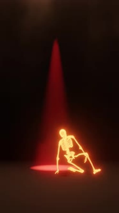 Glowing Dancing Skeleton for Halloween Vertical Animation