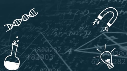 Animated Hand-Drawn Science Icons with Math Background