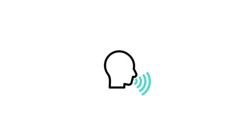 Minimalist Animated Speaking Head Outline Icon with Sound Waves