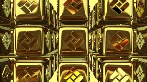 Luxus-Geschäftshintergrund, Goldwürfel, 3D-Render, Figuren, exklusiv, Reflexion