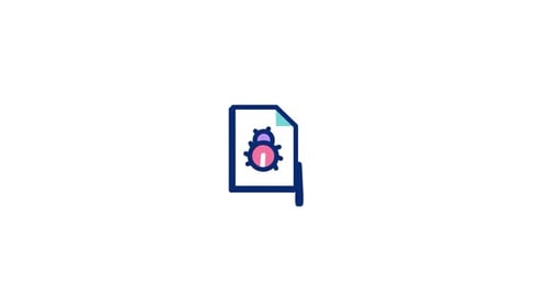 Animated Document Bug Fix Icon for Software Security
