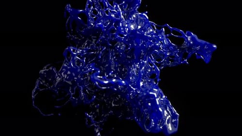 Blue Fluid Splash Explosion on Black Background