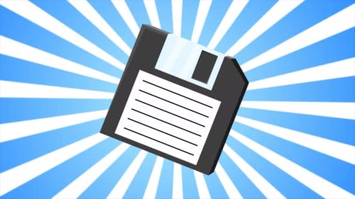 Animated Floppy Disk Save Icon in Flat Design Style