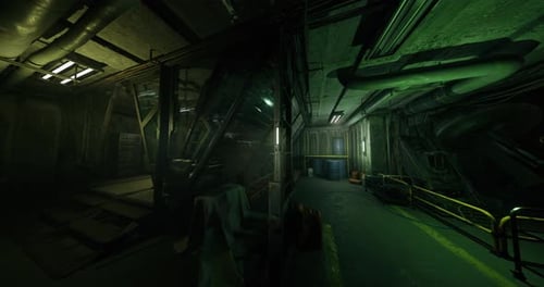 Industrial Inspection Scene Utility Tunnel with Tools and Lighting