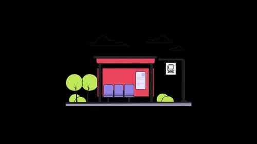 Animated Bus Stop Video - Transparent
