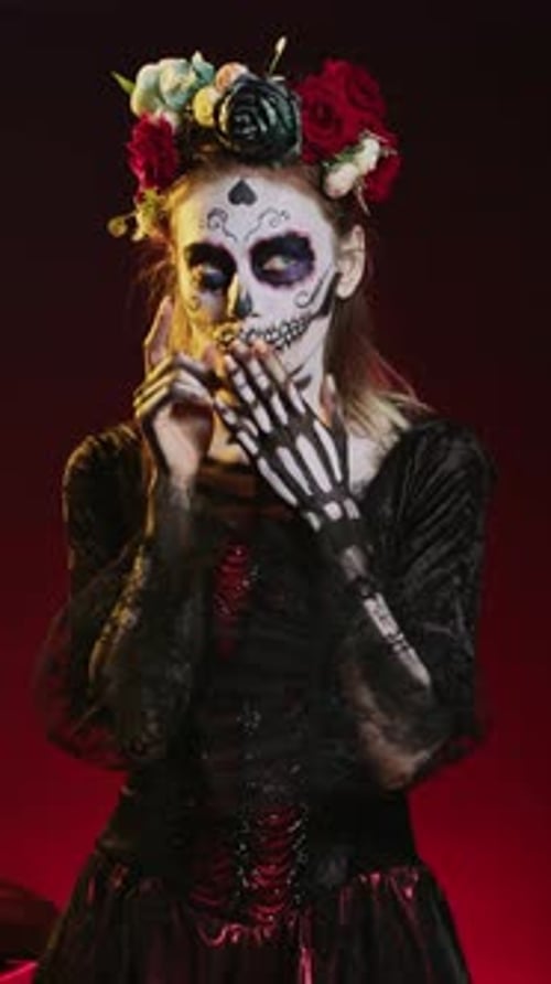 Vertical Video Young Scary Woman Doing Hush Gesture to Keep Secret