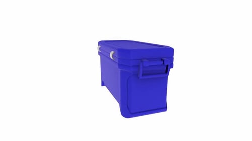 3D Animation of a Blue Portable Cooler Spinning