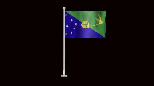 Waving Christmas Island Flag Animation on Alpha Channel