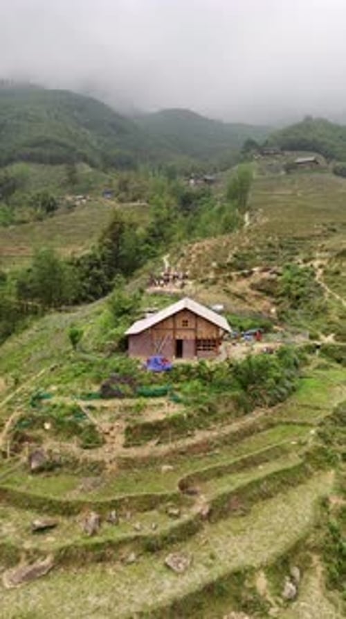 Vídeo aéreo sobre as belas paisagens de Sapa Sa Pa Lao Cai, Vietnã