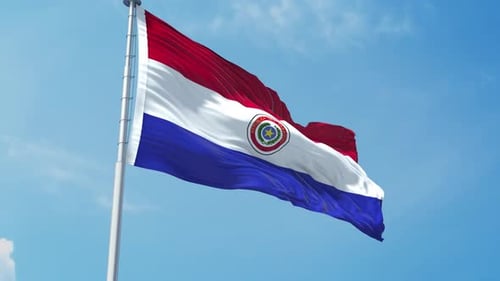 Realistic Paraguay Flag Waving Loop Animation