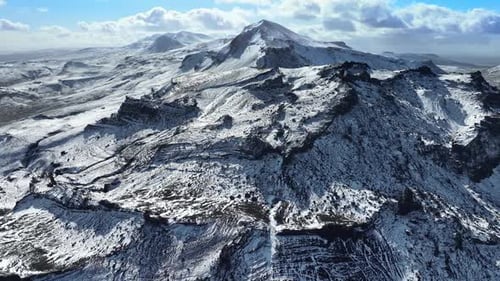 Snow Mountain Range Blue Sky Panorama Winter Top Peak