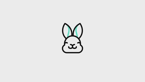 Minimalist Line Art Rabbit Head With Blinking Eyes Animation