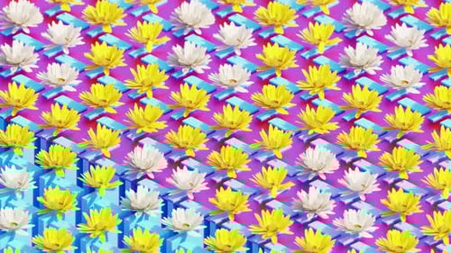 Abstract Geometric Looping Animation with Stylized Flowers