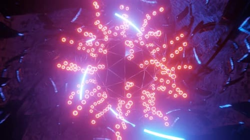 Futuristic Neon Tunnel with Abstract Glowing Orbs Loop
