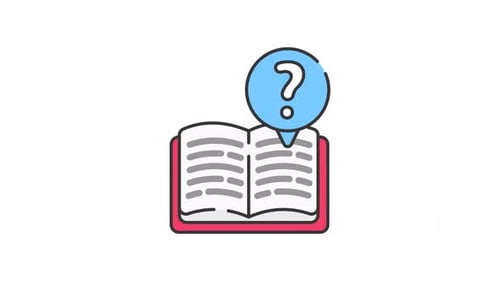 Animated Book Question Mark Icon for Education
