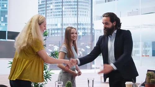 Business Meeting in a Modern Office Space