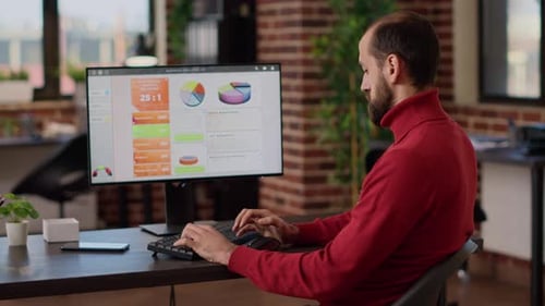 Office Worker Analyzing Executive Project to Create Research Statistics