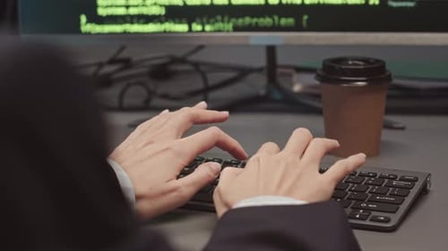 Female Hands Program Coding on Computer