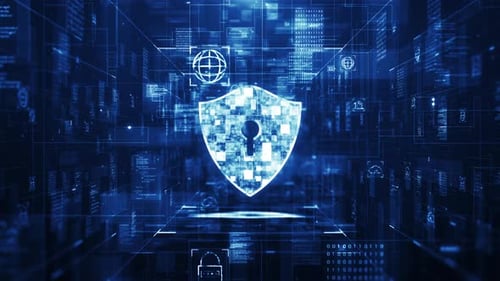 Digital Data Security Shield Protection Loop Animation