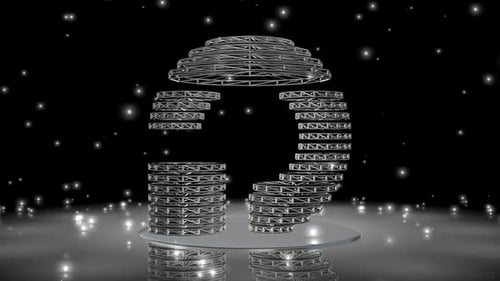 Metallic Geometric Wireframe Logo Reveal Animation on Stage