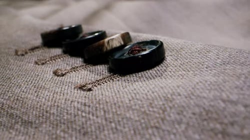 Brown Tweed Fabric Detail with Buttons