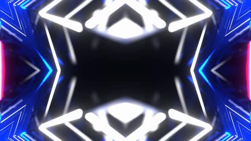 White And Blue Motion Light Blurred Symmetrical Neon Background Vj Loop In 4K