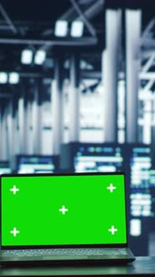 Laptop with Chroma Key in Modern Workplace