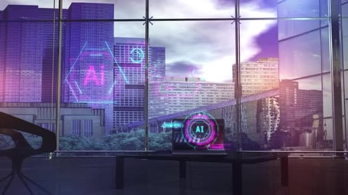 Projection Of Infographics About The Work Of Artificial Intelligence