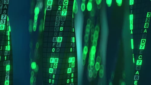 Abstract futuristic cyberspace or metaverse with computer code. Seamless loop