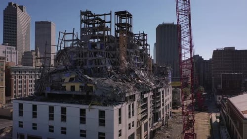 Collapsed Hard Rock Hotel being demolished in New Orleans