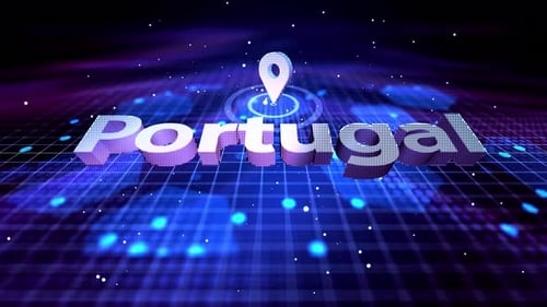 Futuristic Portugal Location Pin Title Reveal