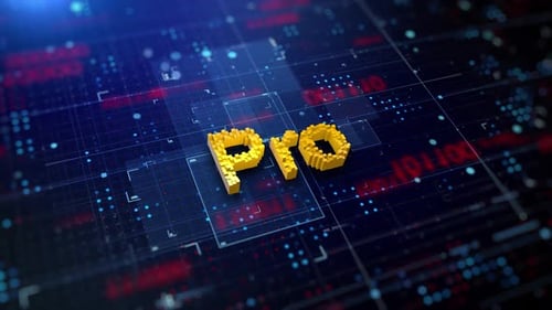 Futuristic Pixelated Pro Text Reveal on Digital Technology Grid