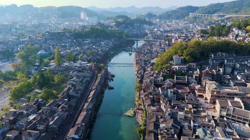Aerial Phoenix Ancient Town in Asia