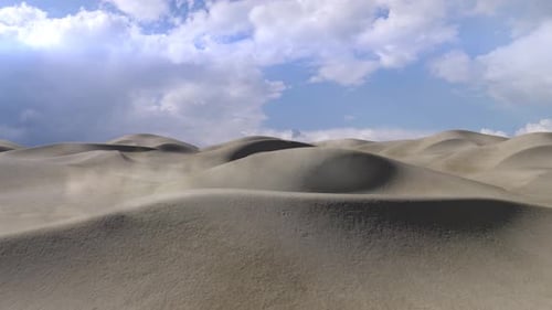 Desert dunes with sandstorms, Aerial flight