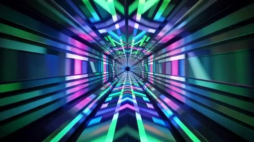 Futuristic Neon Geometric Tunnel Motion Graphic Loop