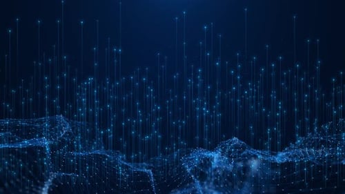 Digital Data Flow Flowing Data Stream And Circuit Board Fiber Optic Lines Light Beam Big Data and