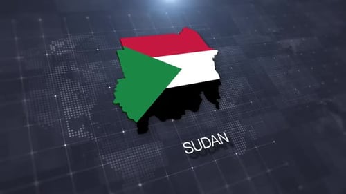 Sudan Geographic Map And Flag Animation