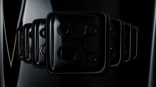 Modern Glossy Black Cubes with Connecting Dots Animation