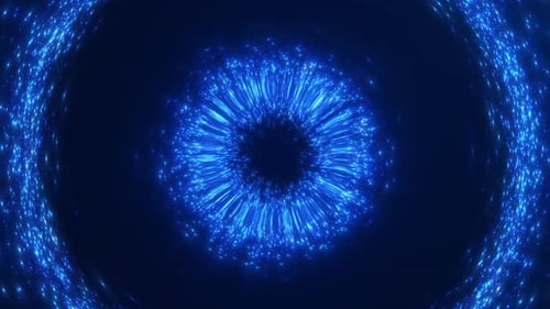 Futuristic Blue Glowing Particle Energy Tunnel Loop
