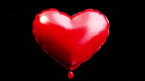 Happy Valentine Day Romantic Heart Balloon Alpha Loop Red