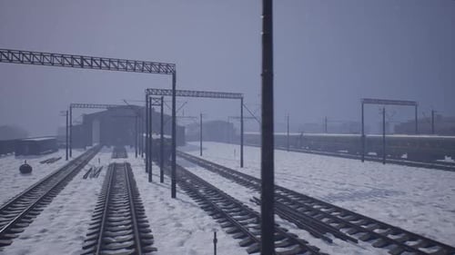 Snow Cover Abandoned Train Yard