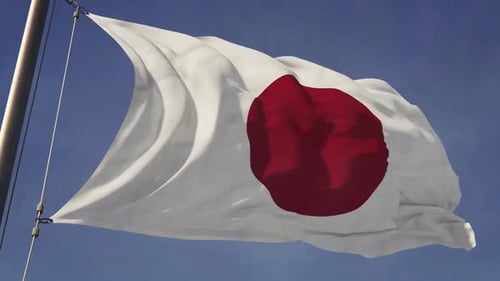 Realistic Japanese National Flag Waving Loop