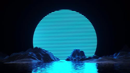 Sci Fi 80er Sonne und Landschaft