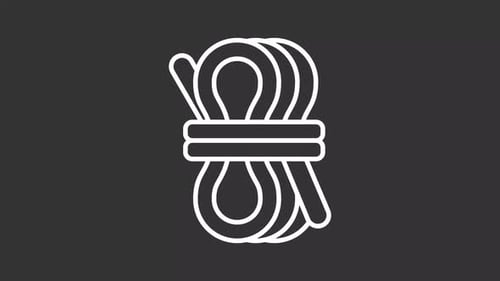 Animated Line Icon of Coiled Rope for Adventure Videos